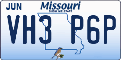 MO license plate VH3P6P