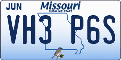 MO license plate VH3P6S