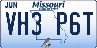 MO license plate VH3P6T