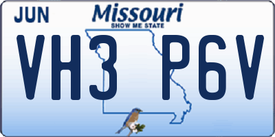 MO license plate VH3P6V