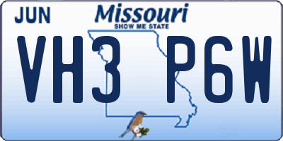 MO license plate VH3P6W