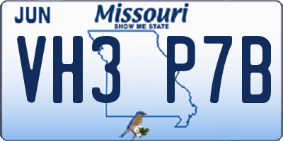 MO license plate VH3P7B