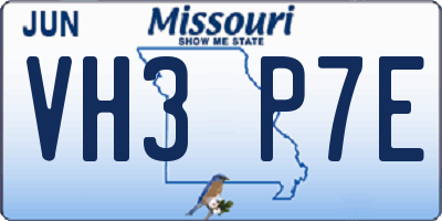 MO license plate VH3P7E