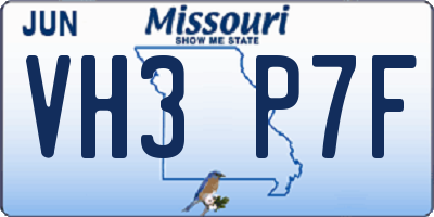 MO license plate VH3P7F
