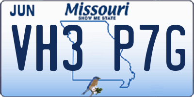 MO license plate VH3P7G