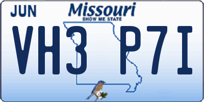 MO license plate VH3P7I
