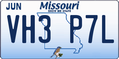 MO license plate VH3P7L