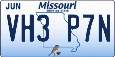 MO license plate VH3P7N