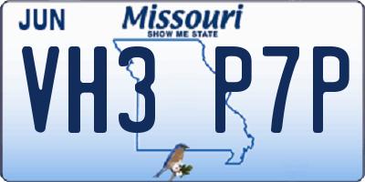 MO license plate VH3P7P
