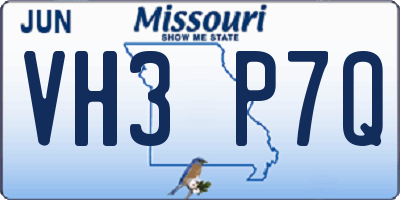 MO license plate VH3P7Q