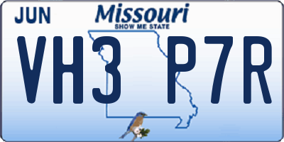 MO license plate VH3P7R