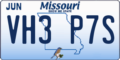 MO license plate VH3P7S
