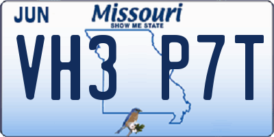MO license plate VH3P7T