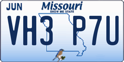 MO license plate VH3P7U