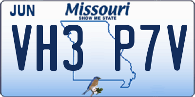 MO license plate VH3P7V