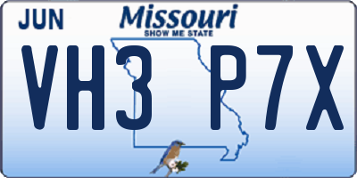 MO license plate VH3P7X