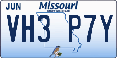 MO license plate VH3P7Y