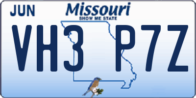 MO license plate VH3P7Z