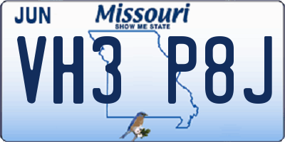 MO license plate VH3P8J