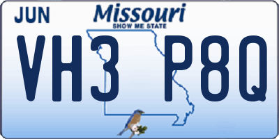 MO license plate VH3P8Q