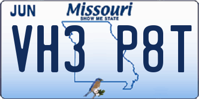 MO license plate VH3P8T