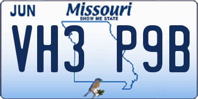 MO license plate VH3P9B