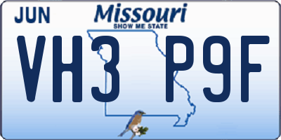 MO license plate VH3P9F
