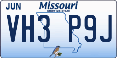 MO license plate VH3P9J