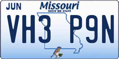 MO license plate VH3P9N