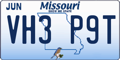 MO license plate VH3P9T