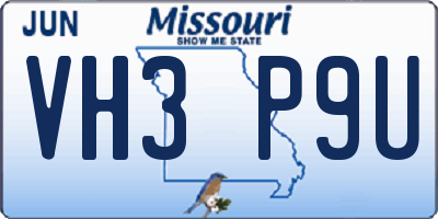 MO license plate VH3P9U