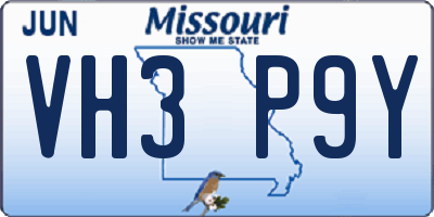 MO license plate VH3P9Y