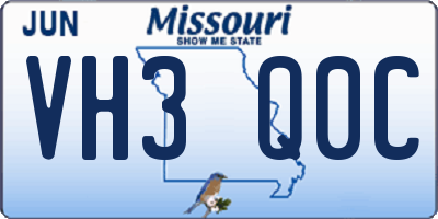 MO license plate VH3Q0C