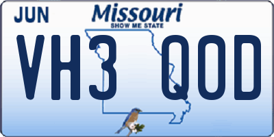 MO license plate VH3Q0D