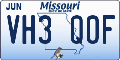 MO license plate VH3Q0F