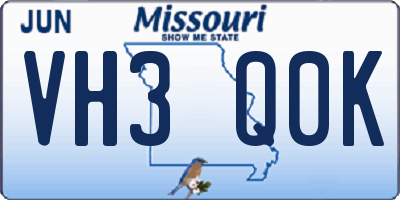 MO license plate VH3Q0K
