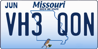 MO license plate VH3Q0N