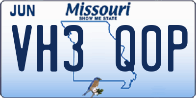 MO license plate VH3Q0P
