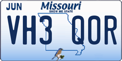 MO license plate VH3Q0R