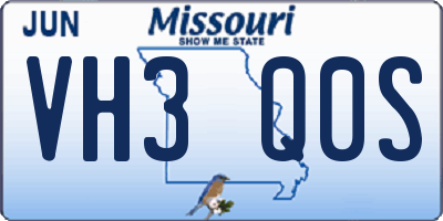 MO license plate VH3Q0S