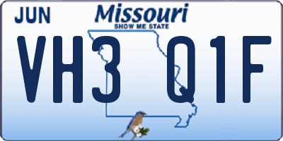 MO license plate VH3Q1F