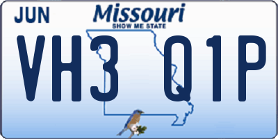 MO license plate VH3Q1P