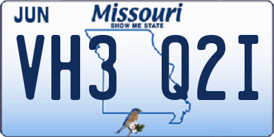 MO license plate VH3Q2I