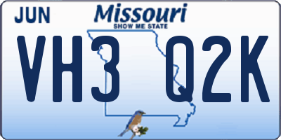 MO license plate VH3Q2K