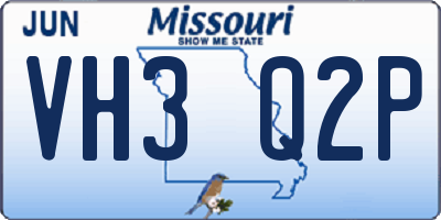 MO license plate VH3Q2P
