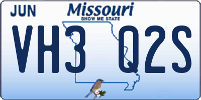 MO license plate VH3Q2S