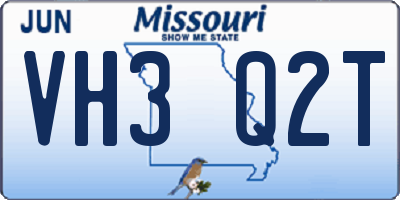 MO license plate VH3Q2T