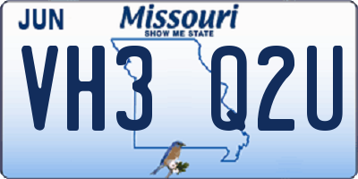 MO license plate VH3Q2U