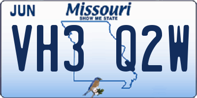 MO license plate VH3Q2W