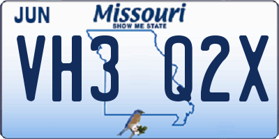MO license plate VH3Q2X